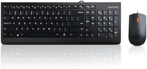 Lenovo 300 USB Wired Keyboard – Ergonomic Full-Size Design with Adjustable Tilt for Ultimate Comfort, Spill-Resistant & Compatible with Windows 7/8/10 – Enhance Your Typing Experience with Reliable Performance and Sleek Black Finish