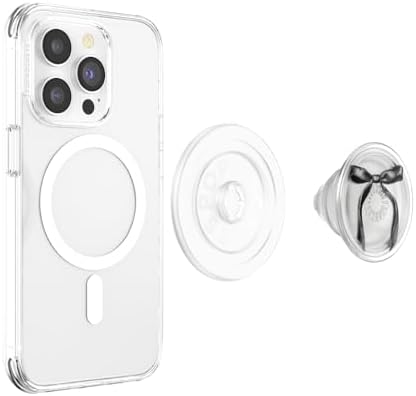 Elevate Your Smartphone Experience with the Mag Safe Compatible Pop Sockets Grip – Stylish Enamel Silver Heart Design, Magnetic Phone Stand & Secure Grip for i Phone, Ideal for Hands-Free Viewing & Effortless Wireless Charging, Customizable Swappable Top for Personal Flair