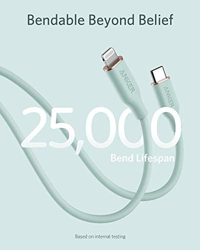 Anker 6 FT MFi Certified USB C to Lightning Cable – Rapid Power Delivery for i Phone 13 Pro, 12 Pro Max, 12, 11, X, XS – Durable Misty Blue Charging Solution with Reinforced Connectors for Optimal Performance and Stylish Flexibility
