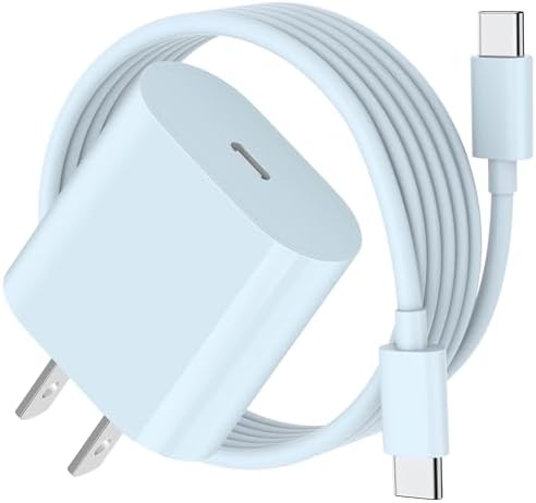 20 W USB-C Fast Charger for i Pad Pro, Air & Mini – Ultimate PD Wall Charger with 6.6 ft USB-C to C Cable for Rapid Charging Across All Generations, Compact Design for On-the-Go Power Solutions, Enhanced Safety Features to Prevent Overheating