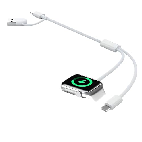 Ultimate 3-in-1 Portable Charger for Apple Watch & i Phone | Fast-Charging Cable Compatible with All Apple Devices Including i Pad, Air Pods, and Mac Book | Compact 1.3 ft Design for Maximum Portability and Enhanced Charging Speed | Reliable Accessory for On-the-Go Power Needs