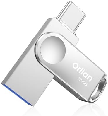 128 GB Dual USB Type C + A OTG Flash Drive – Waterproof Metal Swivel Design for Fast Data Transfer – Ideal Thumb Drive for PC, Laptop, Tablet, i Phone 15 & Android Devices – Portable Storage Solution for On-the-Go Professionals and Students