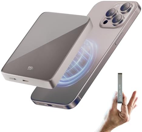 SU Lite Magnetic Power Bank 10,000 m Ah – Ultra-Fast 20 W USB-C & Wireless Charging, Mag Safe Compatible, Slim 0.60″ Design with Carry Bag – Ideal for i Phone, Samsung, Google Pixel, and Air Pods – Ultimate Portability and Versatile Charging Solution