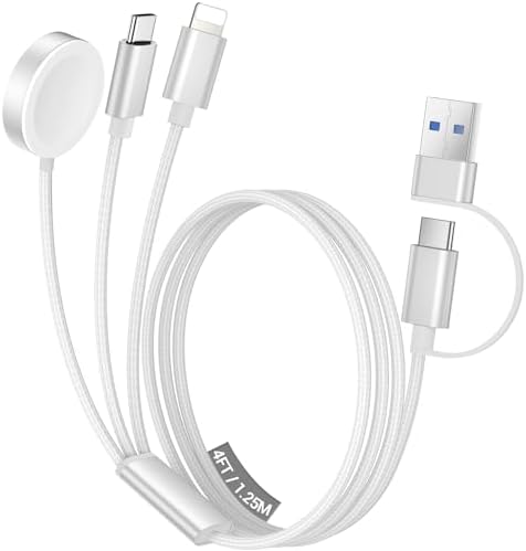 Temdan 3-in-2 USB C Charging Cable: Versatile Multi-Device Charger for Apple Watch Ultra, SE & i Phone 12-16 – Rapid Charge, Compact Travel Essential – Stylish Pink Smartwatch Accessory for On-the-Go Power Solutions