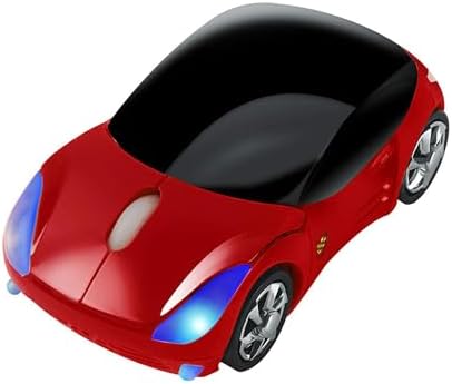 Sporty Pink Wireless Car-Shaped Optical Mouse – Portable 1600 DPI Mini Wireless Mice with USB Receiver for Laptop & Desktop – Ergonomic Design for Travel & Home Use – Unique Gift Idea for Tech Lovers