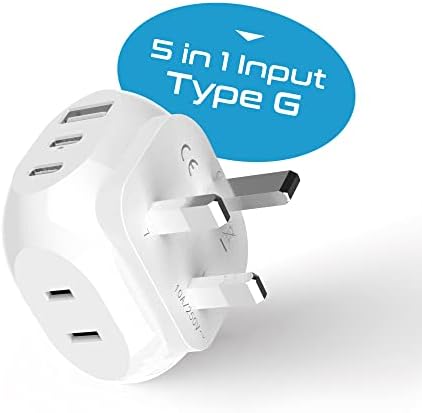 Ultra-Compact 5-in-1 Travel Power Adapter for India, Pakistan & More – Rapid Charge 3.1 Dual USB & USB-C Ports for Bangladesh & Maldives – Lightweight Design for Effortless Global Device Charging on Your Journeys