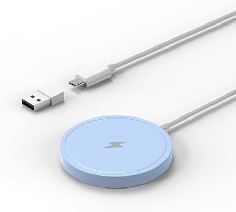 Magnetic Fast Wireless Charger Pad for i Phone 16/15/14/13/12 – 15 W Max Power, Sleek Purple Design, USB-A Compatibility for Effortless Charging Solutions