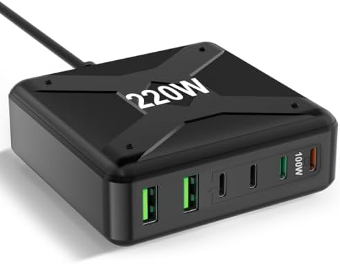 210 W 8-Port USB C Charging Hub – Versatile 65 W Fast Charger for i Phone 15/14/13/12/X & Mac Book Pro/Air – Compact Multi-Device Power Station with Advanced Safety Features for Effortless Home, Office, and Travel Charging Solutions