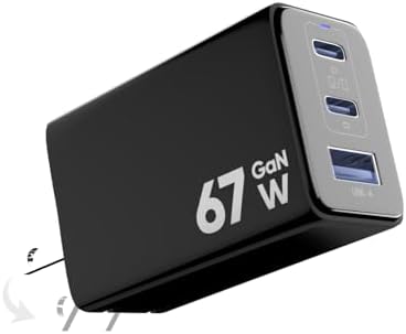 67 W Ga N USB-C Fast Charger – Triple Port Portable Charging Block for Drones, Laptops, and Smartphones – Ultra-Compact Wall Charger for Mac Book Pro/Air, Galaxy S24, i Phone 16/Pro, Dell XPS 13, Nintendo Switch – Enhanced Speed and Compatibility