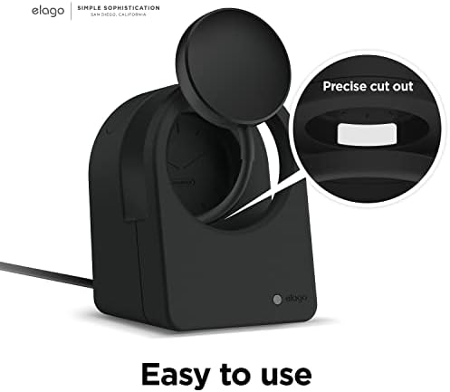 elago GWT3 Charging Dock for Samsung Galaxy Watch 8/8 Classic, 7/Ultra, 6/6 Classic, 5/5 Pro – Stylish Black Stand with Classic Clock Design for Enhanced Charging Efficiency and Desk Organization – No Cable Included – Perfect Smartwatch Accessory for Home and Office