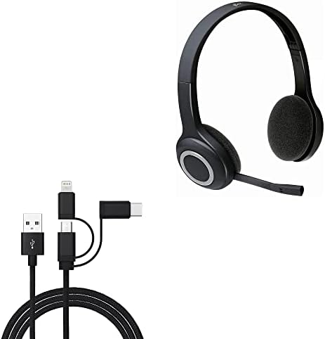 Universal 3-in-1 Charging Cable for Logitech H600 Headset – Box Wave Cable – Durable Jet Black Design with High-Speed Performance and Enhanced Compatibility for Seamless Connectivity