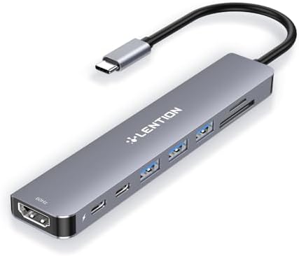 LENTION Rose Gold 8-in-1 USB-C Hub: Ultimate Connectivity for Mac Book Pro & Surface with 4 K HDMI, 100 W Power Delivery, and 5 Gbps Data Transfer – Perfect Accessory for Busy Professionals Seeking Efficiency and Style
