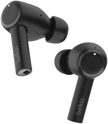 Belkin Sound Form™ Pulse Wireless Noise Cancelling Earbuds – Premium Bluetooth Headphones with IPX5 Water Resistance, Enhanced Dual Microphone Clarity, Ergonomically Designed for Ultimate Comfort, and Convenient Wireless Charging Case – Ideal for i Phone & Samsung Users, Sleek Black Finish