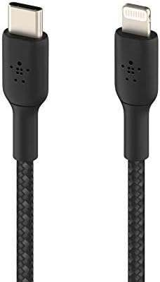 Belkin Boost Charge 6.6 ft Nylon Braided USB C to Lightning Cable – MFi Certified Fast Charging Cord for i Phone 14 & 13 – 18 W Power Delivery for Rapid Device Charging – Durable, Tangle-Free Design for Home and Office Use – Premium Quality Apple Charger Cable