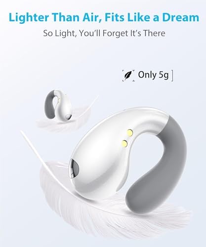 Revolutionize Your Fitness Experience with Boytond Pearl White Bone Conduction Earbuds – Lightweight Clip-On Design for Ultimate Comfort and Awareness During Workouts – Waterproof Bluetooth Headphones for Reliable Performance and Seamless Connectivity
