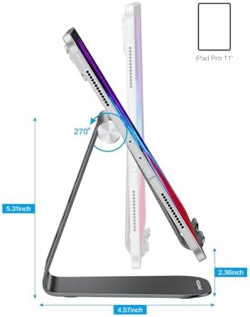 Ergonomic Adjustable Aluminum Tablet Stand – Versatile Cradle for i Pad & Samsung with Multi-Angle Viewing – Perfect for Enhanced Comfort and Productivity at Home, Office, or On-the-Go – Durable, Lightweight Design for All Tablets Up to 13 Inches