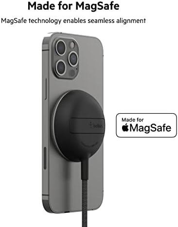 Belkin Boost Charge Pro 15 W Magnetic Wireless Charging Pad with Pop-Up Stand – Qi2-Certified Fast Charger for i Phone 16 Series, Samsung Galaxy S25, and Air Pods – Includes 20 W Power Supply – Eco-Friendly Design with 75% Recycled Materials – Optimal Charging Solution for Home and On-the-Go