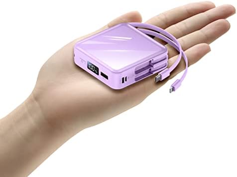 High-Capacity 20000 m Ah Fast Charging Power Bank with Built-in USB-C and i OS Cables – LED Display for Effortless Device Monitoring, Ideal for i Phone 14/13/12/11 & Samsung Galaxy, Lightweight Portable Charger for On-the-Go Power Solution