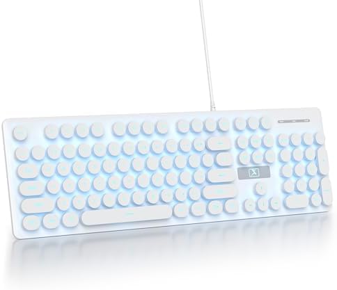 Vintage-Inspired Retro Typewriter Coffee Keyboard – Full-Size 104 Keys with LED Backlighting | Sleek & Silent Wired Membrane Design for Home & Office | Enhanced Compatibility for PC, Laptop, and Desktop Use | Elevate Your Workspace Aesthetics and Productivity