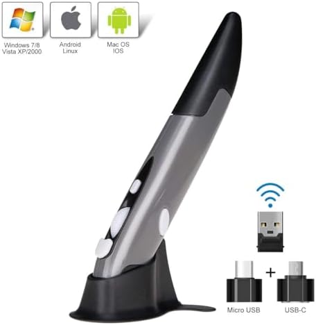 Transform Your Workflow with the Lychee Wireless Optical Pocket Pen Mouse – Compact 2.4 GHz Mini Air Mouse Featuring Adjustable 800/1200/1600 DPI for Ultimate Precision on PC, Laptop & Mac – Sleek Grey Design for On-the-Go Professionals and Students