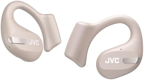 JVC Nearphones: Open Ear True Wireless Earbuds with 16 mm Drivers for Immersive Sound Quality, 38-Hour Battery Life, and Ultra-Portable Design – Ideal for Active Lifestyles and Enhanced Situational Awareness (Beige) – Effortless Device Pairing for Seamless Listening Experience
