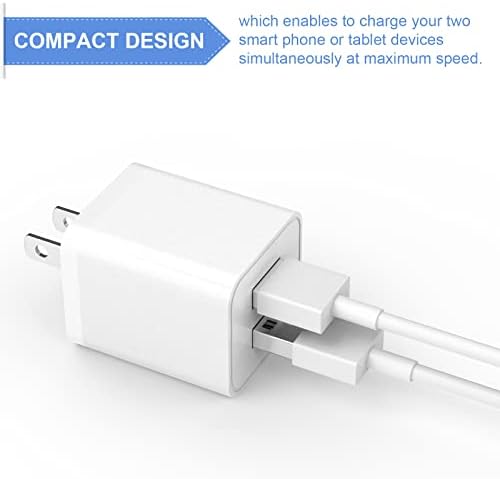 i GENJUN 5-Pack Dual USB Wall Charger – Ultra-Compact 2.4 A Fast Charging Adapter for i Phone 15 Series, Samsung Galaxy, Google Pixel, LG & Android Devices – Efficient Multi-Device Charging Solution for Home and Travel – Reliable Power Plug for On-the-Go Charging Needs