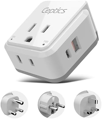 Compact Travel Power Adapter Set for Brazil, Peru & Chile – 20 W Dual USB & USB-C Charger with 2 USA Sockets – Fast Charging with Type C & N Attachments – Portable Plug Converter for Global Travelers – Stay Connected Anywhere