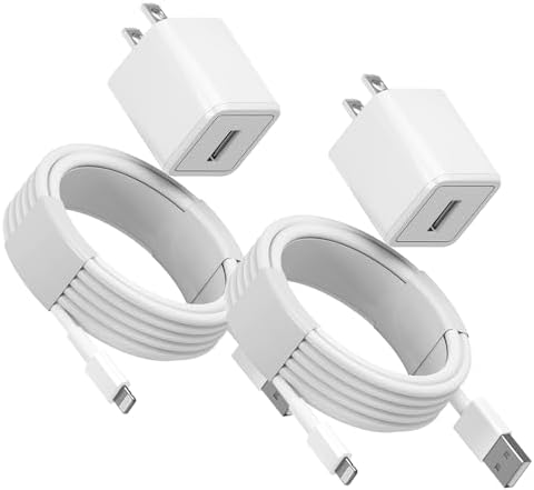 Quigg Cube MFi Certified i Phone Charger Set – 2-Pack 6 FT Lightning Fast Charging Cables with Compact USB Wall Adapters for i Phone 13/12/11/10/X/8 Plus/XR/XS Max/SE/i Pad – Ultimate Charging Convenience and Speed for Home & Travel
