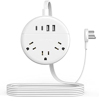 NTONPOWER 10 FT 2 Prong to 3 Prong Power Strip with 4 USB Ports – Wall-Mountable Non-Grounded Outlet Adapter for Enhanced Device Charging and Flexible Placement in Older Homes – 180° Non-Polarized Design for Maximum Convenience and Safety