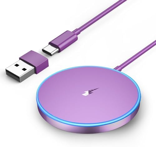 Magnetic Wireless Charger Duo – 15 W Fast Charging Pad with 20 W USB-C Adapter for i Phone 15/14/13/12 Pro/Max/Plus/Mini & Air Pods – Enhanced Mag-Safe Compatibility, 5 ft Charging Cable Included for Ultimate Convenience and Safety