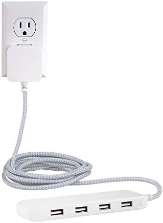 Revamp Your Workspace with the Ultra Pro 4-Port Desktop Charging Hub – 24 W Power Station with Durable 6 Ft Braided Cable for i Phone 16/15 & i Pad Pro – Sleek Black Finish Enhancing Efficiency and Rapid Multi-Device Charging