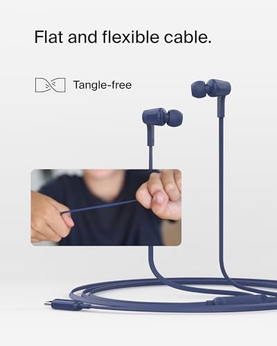 Belkin Sound Form USB-C Wired Earbuds – High-Fidelity In-Ear Headphones with Microphone for i Phone 15/16, i Pad Mini, Galaxy S25, and Google Pixel 9 – Water-Resistant Design and Ergonomic Comfort for Music Enthusiasts and Professionals – Durable Tangle-Free Cable for Everyday Durability and Convenience