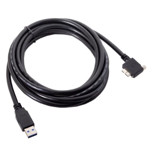 Chenyang 90-Degree Micro USB 3.0 Cable – Type A Male to Micro B Male, 3 M High-Speed Connector for Industrial Cameras & Devices, Enhanced Durability with Mount Panel Screws, Perfect for Tight Spaces and Optimal Cable Management