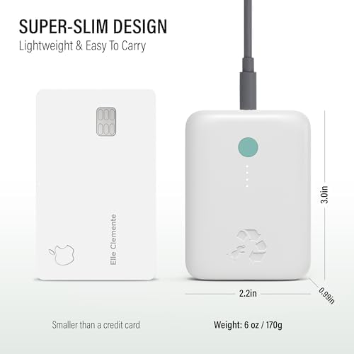 Champ Lite Ultra-Compact 5200 m Ah Fast Charge Power Bank – 15 W Dual USB-C & A Ports, Essential Travel Battery Pack for i Phone, Galaxy, Pixel, Mac Book, i Pad, Kindle, Air Pods & More – Lightweight Portable Charger with Charging Cable for On-the-Go Energy Solutions