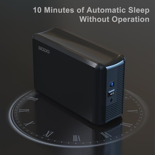 GODO USB 3.0 Vertical Hard Drive Enclosure for 3.5 Inch SATA HDD/SSD – Premium Aluminum Dock with UASP Technology, Supports Up to 18 TB Storage, Space-Saving Design, Power Adapter Included for Enhanced Performance and Compatibility