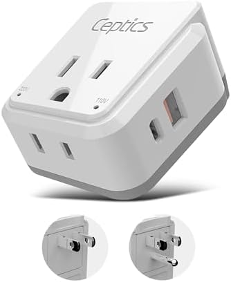 Compact Travel Power Adapter Set for Brazil, Peru & Chile – 20 W Dual USB & USB-C Charger with 2 USA Sockets – Fast Charging with Type C & N Attachments – Portable Plug Converter for Global Travelers – Stay Connected Anywhere