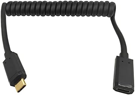 Qaoquda Premium Coiled USB 3.1 Type C Cable – 4 FT Stretchable USB-C Male to Female Spring Cable for 10 Gbps Fast Data Transfer and 3 A Rapid Charging – Ideal for Laptops, Smartphones, and Tablets – Tangle-Free Design for Enhanced Durability and Ergonomic Workspace Management