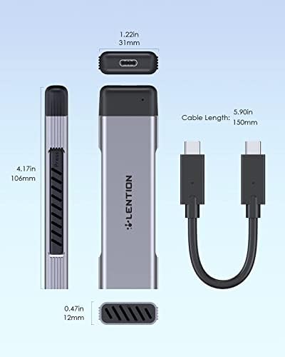 LENTION Space Gray USB C to NVMe & SATA M.2 SSD Enclosure – High-Speed 10 Gbps Adapter for 2280/2260/2242/2230 Sizes, UASP Enabled, Compatible with Mac OS and Windows – Ultimate Portable External Drive Solution for Enhanced Data Management and Performance