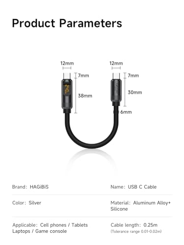 Hagibis 240 W USB C Fast Charging Cable with LED Display – 6.6 Feet Durable Silicone for i Phone 16/15 Pro Max, i Pad, Mac Book Pro – Ultra-Fast 480 Mbps Data Transfer, Flexible Tangle-Free Design for Maximum Performance and Connectivity