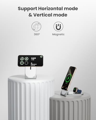 Ultimate 3-in-1 Wireless Charging Station – Foldable Travel Charger for i Phone 16/15/14/13/12, Air Pods & Apple Watch – 20 W Fast Magnetic Charger Stand with Enhanced Mag Safe Compatibility for On-the-Go Convenience