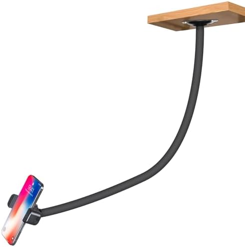 Wall Mount Phone Holder,31.5″ / 80 cm Long Gooseneck Arm Metal Base Aluminum Alloy Ball Head Phone Clip Mount,Compatible with 3.5~7.5″ iPhone/HTC/LG/Nexus/Huawei/Smartphones – Enhanced Compatibility and Speed