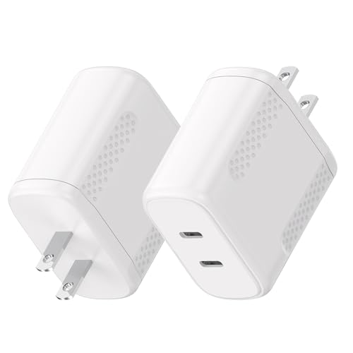 Dual USB C Fast Charging Adapter 2-Pack – Essri 40 W Ga N Charger Block with PD 3.0 Technology for i Phone 16/15/14/13/12 Pro Max, i Pad Pro/Air/Mini, Galaxy S25/S24, Google Pixel – Compact, High-Speed Power Delivery for Tech-Savvy Users
