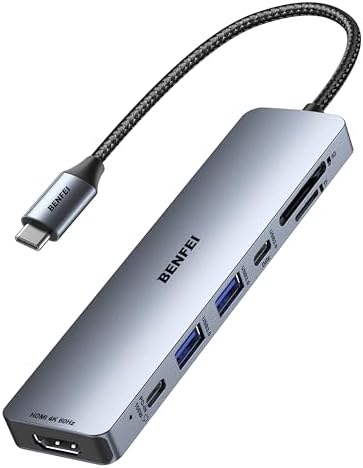 Upgrade Your Digital Experience with the BENFEI 7-in-1 USB C Hub: Ultra-Fast 4 K HDMI, Dual USB-A Ports, 100 W Power Delivery, and Convenient SD/TF Card Reader – The Essential Accessory for Mac Book Pro/Air, i Pad Pro, and i Phone 15 Pro/Pro Max Users – Unleash Seamless Connectivity for Professionals and Creatives