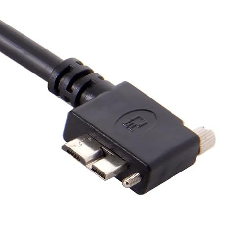 Chenyang 90-Degree Micro USB 3.0 Cable – Type A Male to Micro B Male, 3 M High-Speed Connector for Industrial Cameras & Devices, Enhanced Durability with Mount Panel Screws, Perfect for Tight Spaces and Optimal Cable Management
