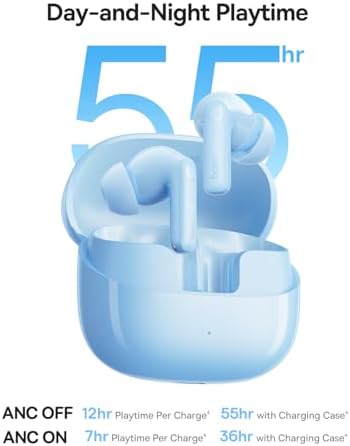 Baseus Bass BP1 Pro Noise Cancelling Wireless Earbuds – Immersive Hi-Res Audio with LDAC, 55-Hour Playtime, and 6-Mic AI Call Clarity – Waterproof IP55 for All-Weather Use, Next-Gen Bluetooth 6.0 for Seamless Connectivity – Elevate Your Listening Experience Instantly