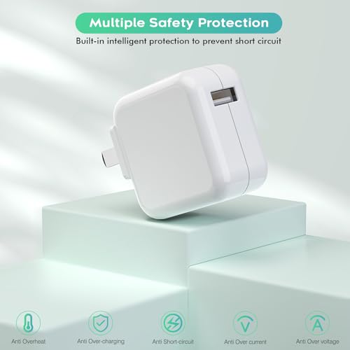 Ultimate 10-Foot Fast Charging Duo for i Pad & i Phone – Dual 12 W Foldable Travel Chargers with Extra Long USB to Lightning Cables – Perfect for Travelers Seeking Enhanced Compatibility and Portability