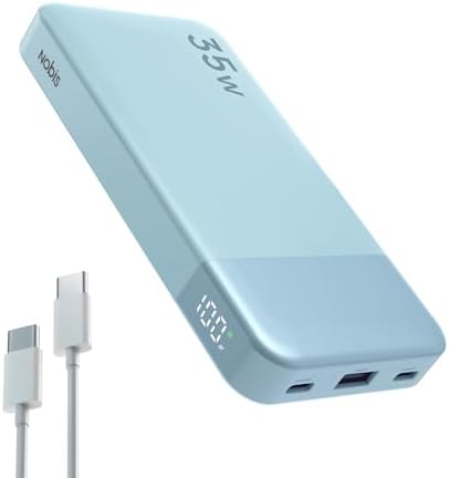 NOBIS 10000 m Ah Fast Charging Power Bank with Digital Display – Versatile USB-C Battery Pack for i Phone, i Pad, Android & More (25 W) – Compact, Reliable Charging Solution for On-the-Go Power Needs