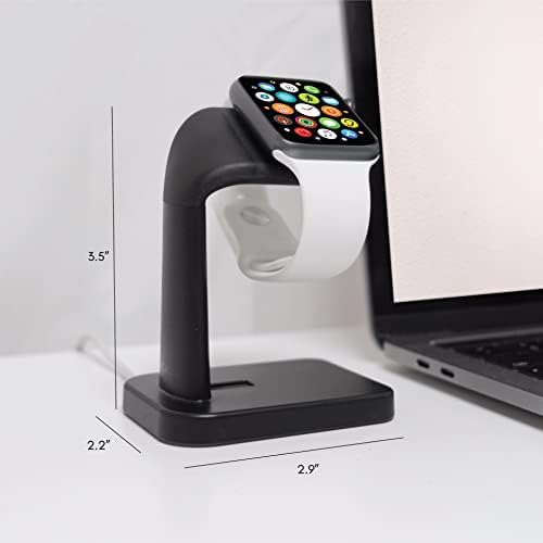 Macally Premium Apple Watch Charger Dock – Universal Stand for Series Ultra, 1-9, SE (38 mm, 40 mm, 42 mm, 44 mm) – Fast Charging Station with Sleek Black Design – Ideal Nightstand Accessory for Notifications and Style