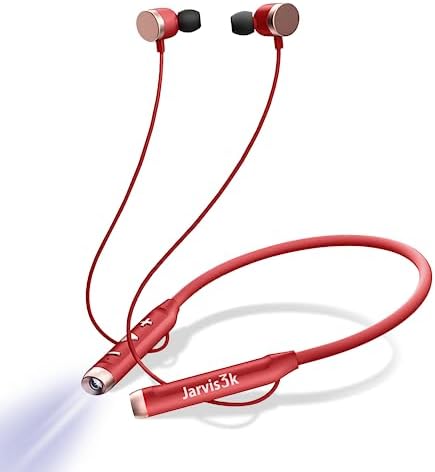 Revolutionary Red Bluetooth Neckband with Integrated Reading Light and High-Fidelity Earbuds – Ultimate Comfort and Versatile Audio Experience for Avid Readers and On-the-Go Users