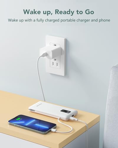 Ultimate Charmast 10,000 m Ah Portable Power Bank with Integrated Cables & Wall Plug – Fast Charging Essential for i Phone 16/15/14/13, Samsung, i Pad, and More – Unmatched Convenience for Travelers and On-the-Go Professionals